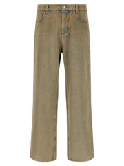 Men's Beige Cotton Straight-Leg Jeans Clothing