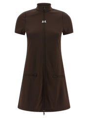 Women's Brown Polyester Short Dress