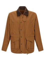 Men's Brown Cotton Shell Jacket Clothing