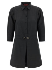 Women's Gray Wool Short Dress
