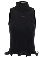 Women's Black Polyester Sleeveles T-Shirt