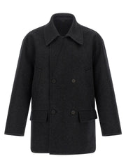 Men's Gray Virgin Wool Coat Clothing