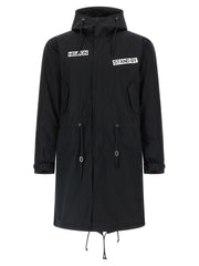 Men's Black Cotton Parka Clothing