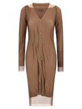 Women's Beige Polyamide Midi Dress