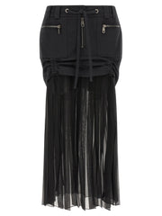 Women's Black Silk Midi Skirt