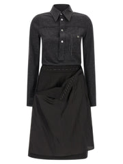 Women's Gray Virgin Wool Midi Dress