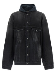 Men's Black Cotton Denim Jacket Clothing