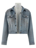 Women's Blue Cotton Denim Jacket Clothing