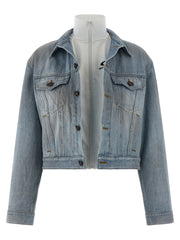 Women's Blue Cotton Denim Jacket Clothing
