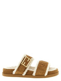 Women's Beige Calfskin Slides Shoe