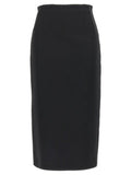 Women's Black Viscose Midi Skirt