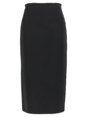 Women's Black Viscose Midi Skirt