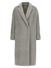 Women's Gray Alpaca Leather Coat Clothing