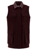 Women's Bordeaux Virgin Wool Sleeveless Jacket Clothing