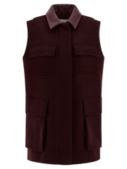 Women's Bordeaux Virgin Wool Sleeveless Jacket Clothing