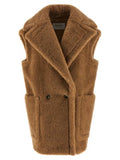 Women's Beige Wool Sleeveless Jacket Clothing