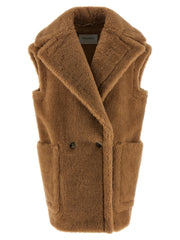 Women's Beige Wool Sleeveless Jacket Clothing