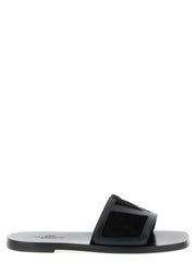 Men's Black Calfskin Slides Shoe