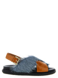 Women's Multicolor Lamb Leather Flat Sandals