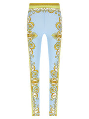 Women's Blue Nylon Leggings Clothing