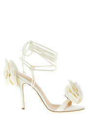 Women's Re23 Flower Heel Sandal White Viscose Silk