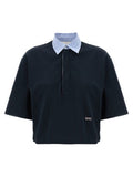 Women's Blue Cotton Polo Shirt