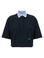 Women's Blue Cotton Polo Shirt