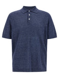 Men's Blue Linen Polo Shirt