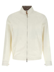 Men's White Cotton Full-Length Jacket Clothing