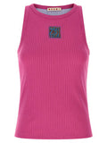 Women's Fuchsia Cotton Sleeveles T-Shirt