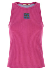Women's Fuchsia Cotton Sleeveles T-Shirt