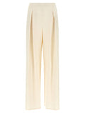 Women's White Silk Casual Pants