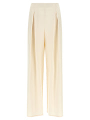 Women's White Silk Casual Pants