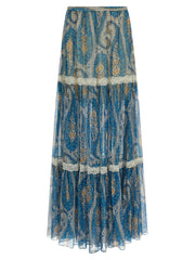 Women's Blue Silk Mini Skirt