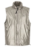Men's Silver Polyester Sleeveless Jacket Clothing