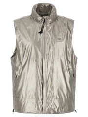 Men's Silver Polyester Sleeveless Jacket Clothing
