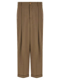 Men's Beige Virgin Wool Casual Pants