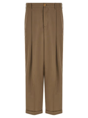 Men's Beige Virgin Wool Casual Pants