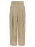 Women's Beige Linen Casual Pants