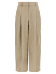 Women's Beige Linen Casual Pants