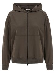 Women's Brown Cotton Hoodie Clothing