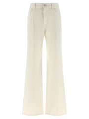 Women's White Cotton Relaxed Fit Jeans Clothing