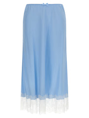 Women's Blue Acetate Midi Skirt