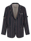 Men's Blue Silk Blazer Clothing