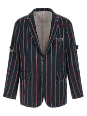 Men's Blue Silk Blazer Clothing