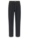 Men's Blue Cotton High-Waisted Jean Clothing