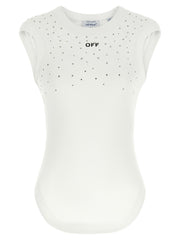 Women's White Viscose Sleeveles T-Shirt