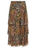 Women's Multicolor Silk Midi Skirt