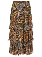 Women's Multicolor Silk Midi Skirt