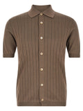 Brunello Cucinelli Ribbed Cotton Knit Shirt — Brown